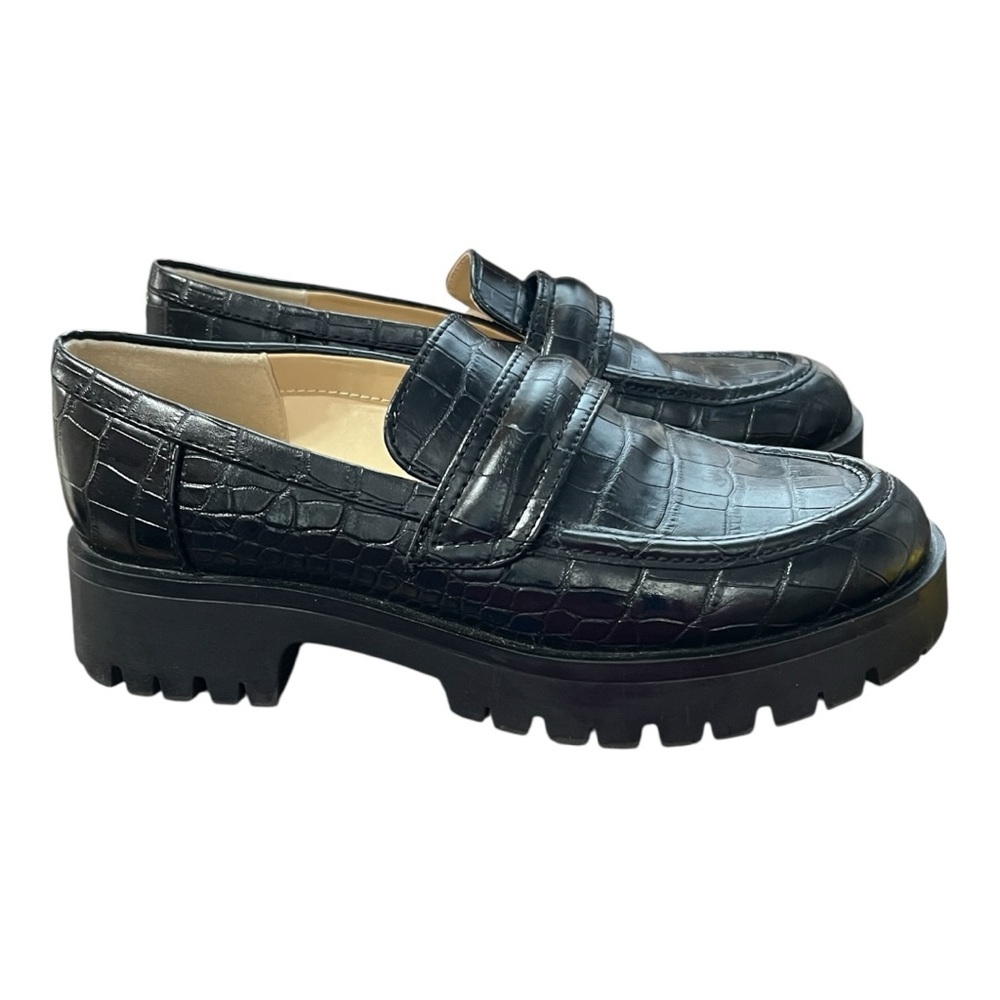 Nine West Black Textured Vegan Loafers Size 6M - Picture 2 of 8